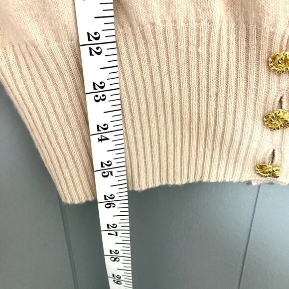 Vintage Sutton Studio Cashmere Baby Pink Knotted Gold Buttons Classic Cardigan M - Picture 4 of 6